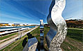 Donauwellen Skulptur an der Linzer DonaulÃ¤nde - Donauwellen
